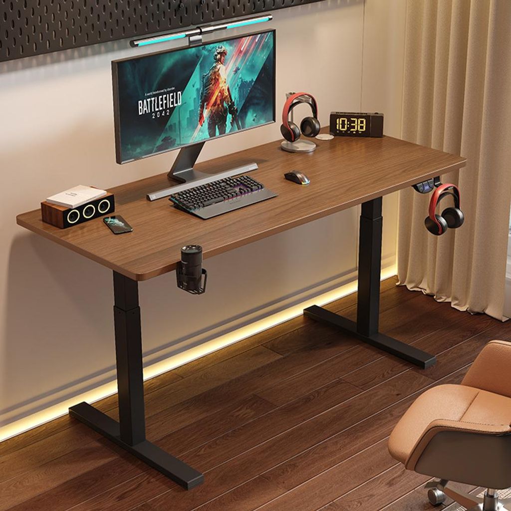 Elektrisch höhenverstellbarer Schreibtisch, Smart Büro Tisch, Computertisch, Steh-Sitz Tisch, Lerntisch 120*60cm Walnussfarbe【DC1244】