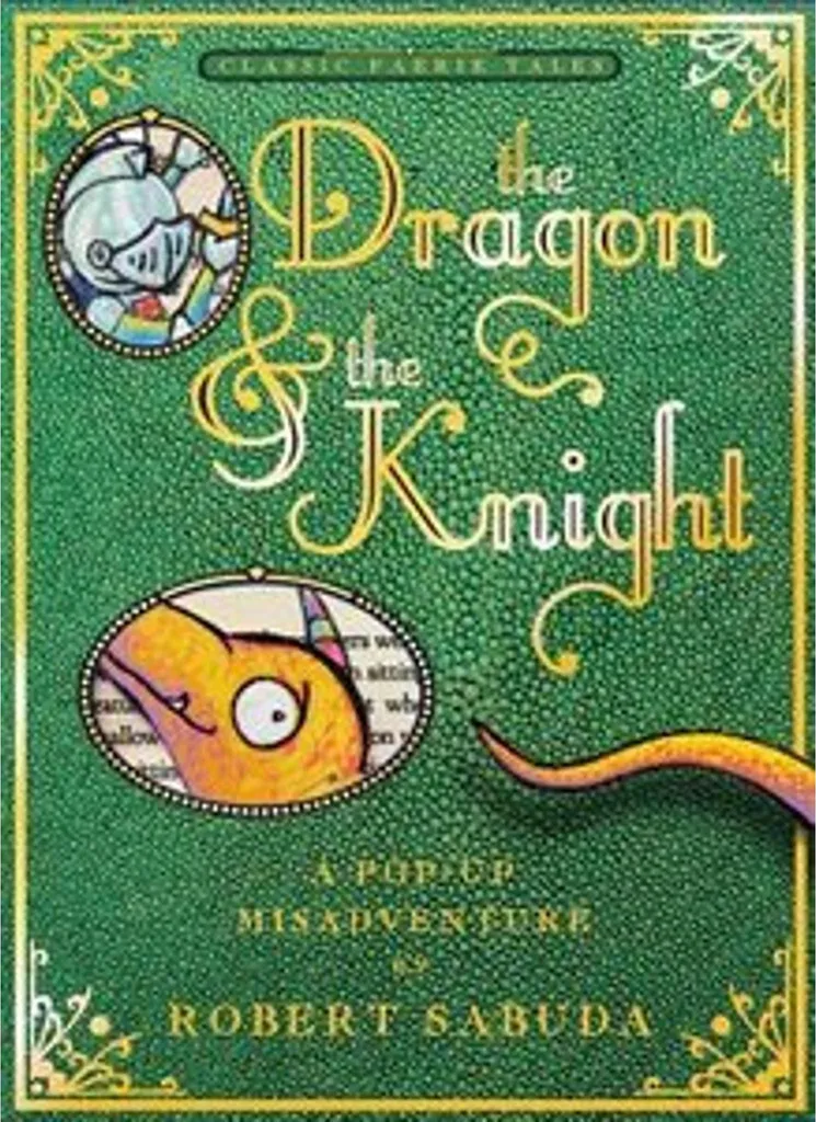 Livre illustré The Dragon & the Knight avec reliure cuir et dorures or