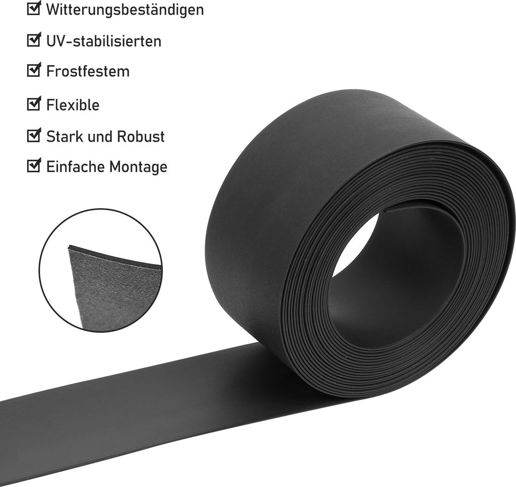 Riossad Rasenkante (Hoehe 10 cm Laenge 25 m, Braun) Beetumrandung Beeteinfassung Maehkante Profilkante hoch fuer Gartenumrandung Pflasterstein Rase...