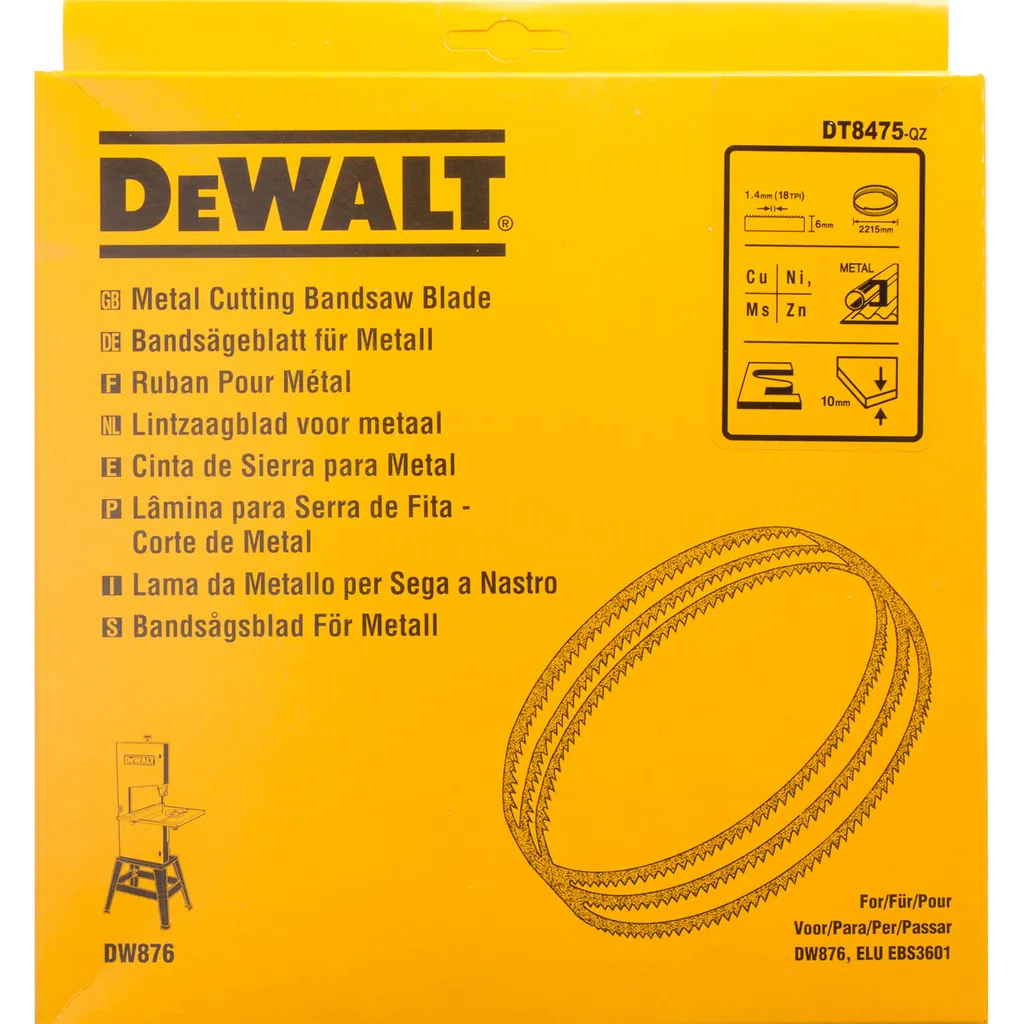Lame de scie à ruban DEWALT 2215 mm pour découpe chantournage