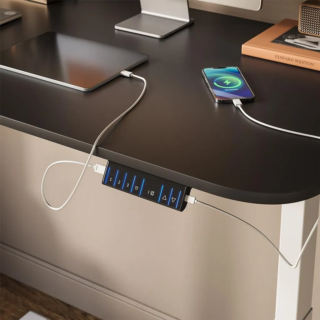 Bureau télétravail ergonomique Vicco Elevate 120x60cm blanc et gris - 4