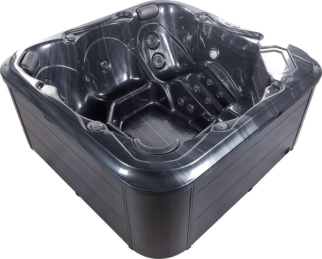 BELIANI Outdoor Spa Grau 28 Jetstream Düsen aus Sanitäracryl Jacuzzi Freistehend Groß Quadratisch 210 x 210 cm Modernes Design