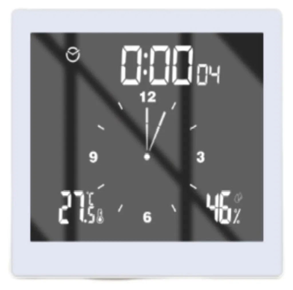 Horloge numérique multifonctionnelle salle de bain avec écran LCD Blanc