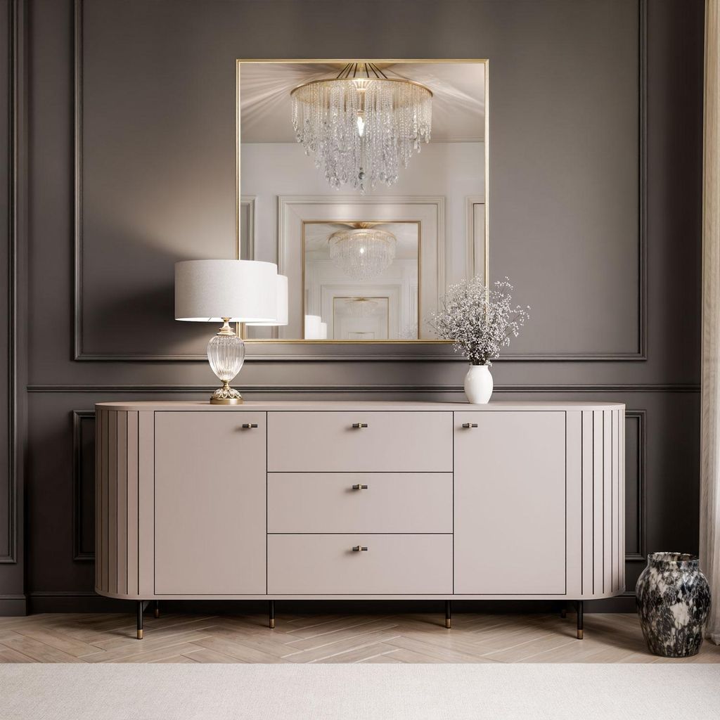 XXL Sideboard LINNEA 190 cm 2D3S – Kaschmir / Beige – Runde Produktbild 