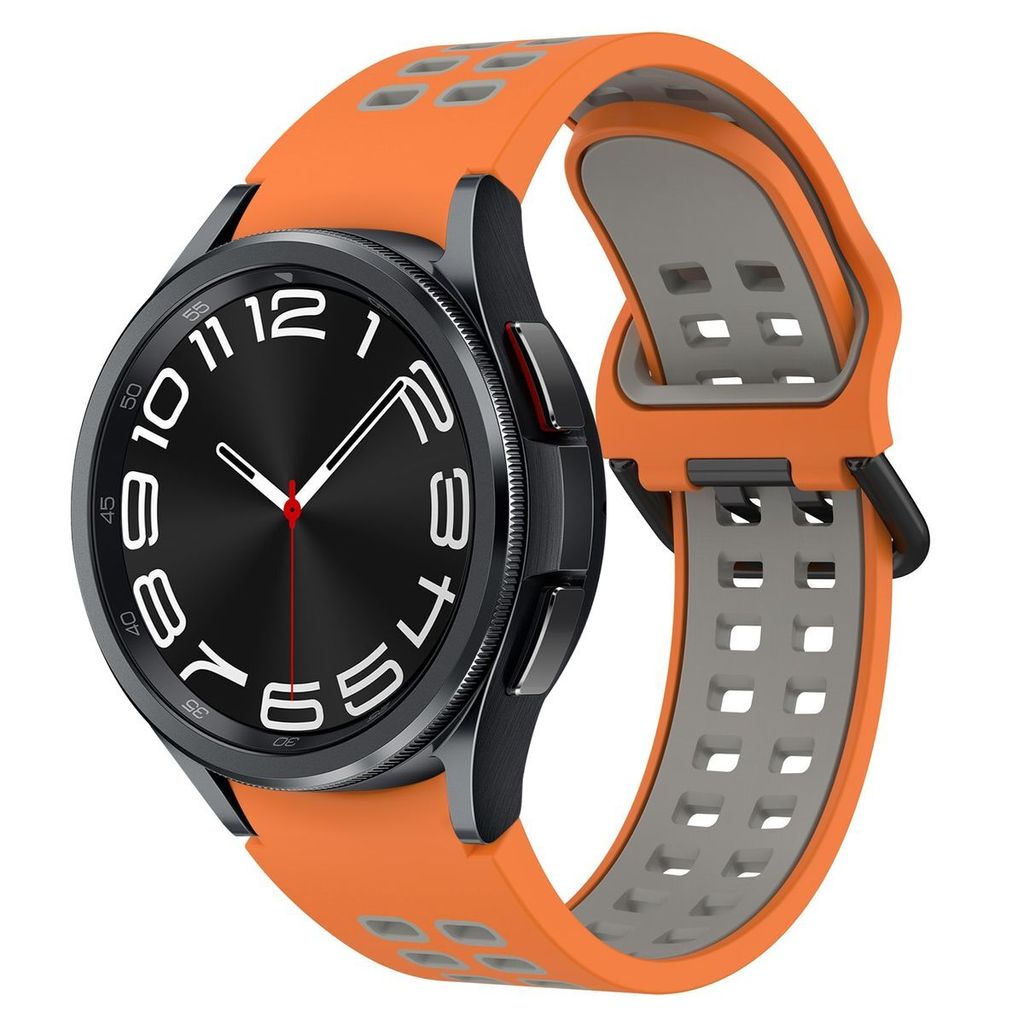 Silikon Armband 20mm Uhrenarmband, Farbe:Orange Grau Produktbild 