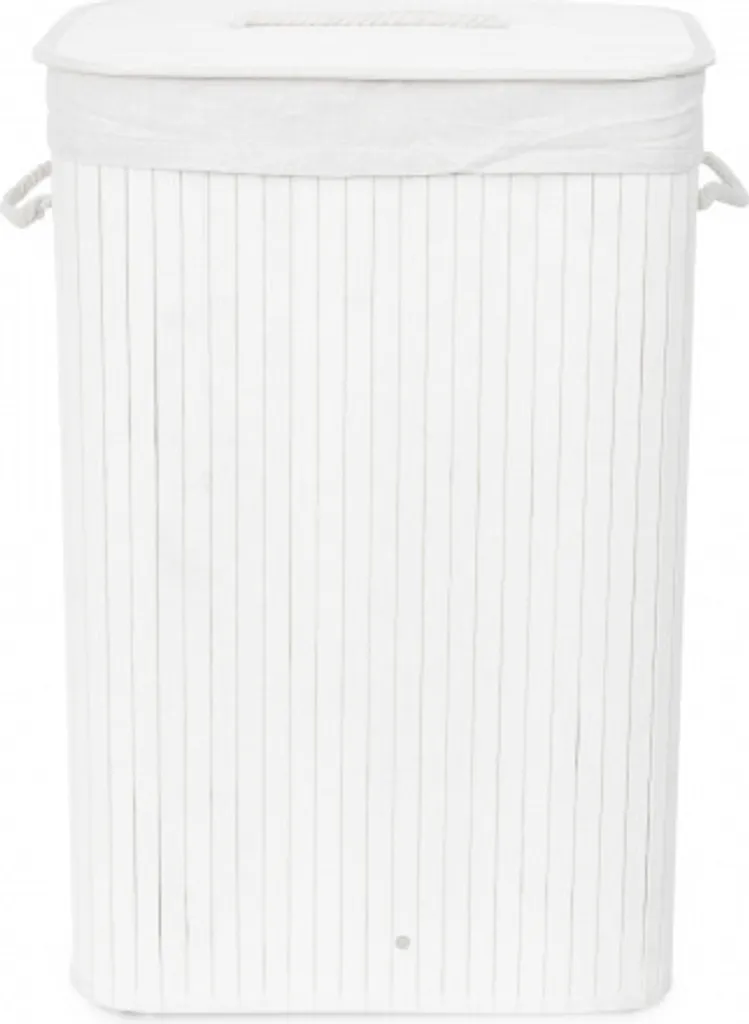 Panier à linge bambou pliable 45 x 60 cm blanc - Corbeille de tri 70L