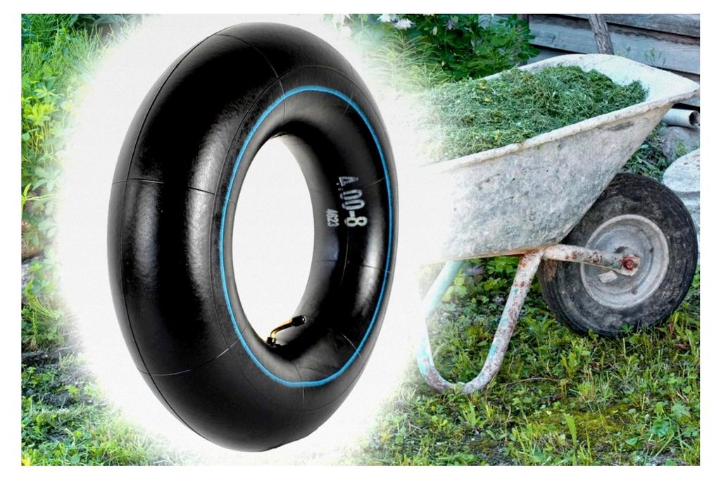 Ersatzschlauch für Schubkarre 400 x 100/4.00-8 Zoll mit abgewinkeltem Autoventil