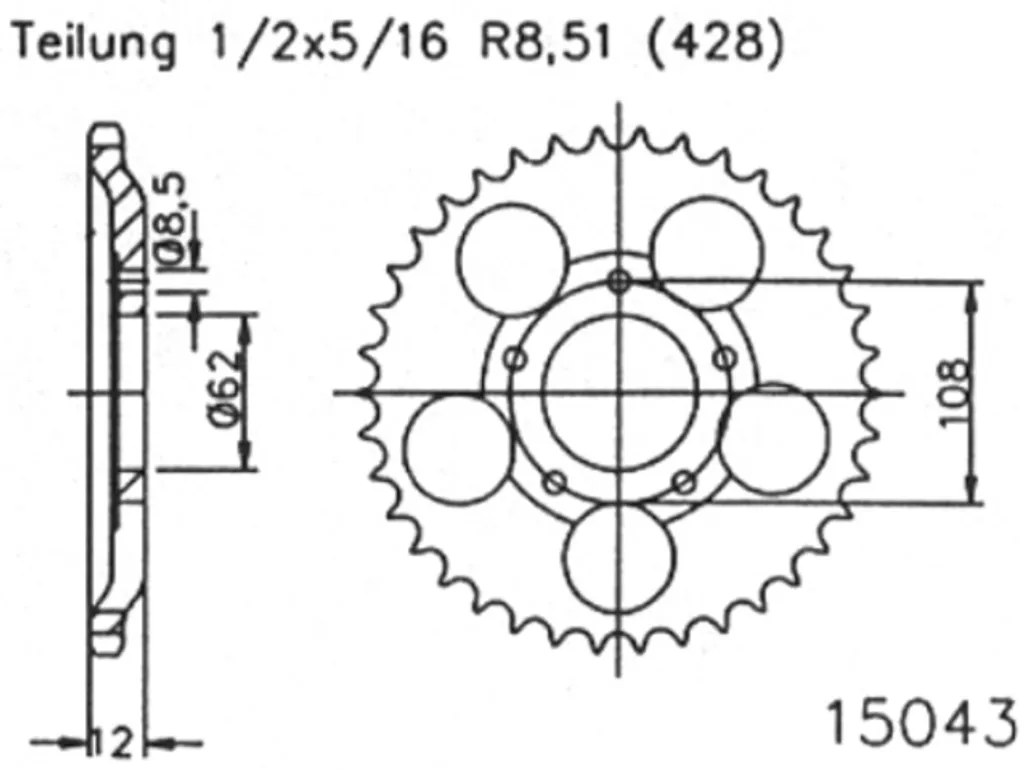 Pignon Esjot 15043 pas 428 idéal pour rénovation transmission moto
