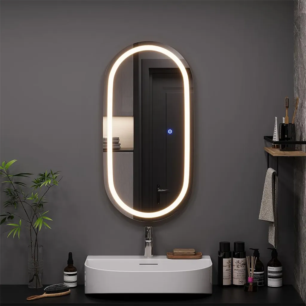 Miroir de salle de bain éclairé Vicco Miral 80x40 cm avec cadre LED