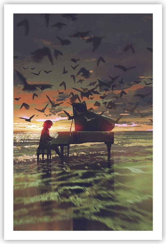 Poster - Poster ohne Rahmen - Klaviermusik - 61x91,5 cm - Wand Bild - Wanddeko - Wandbilder - Kunstposter - Wandposter - Bilder - Kunstdruck - Wand...