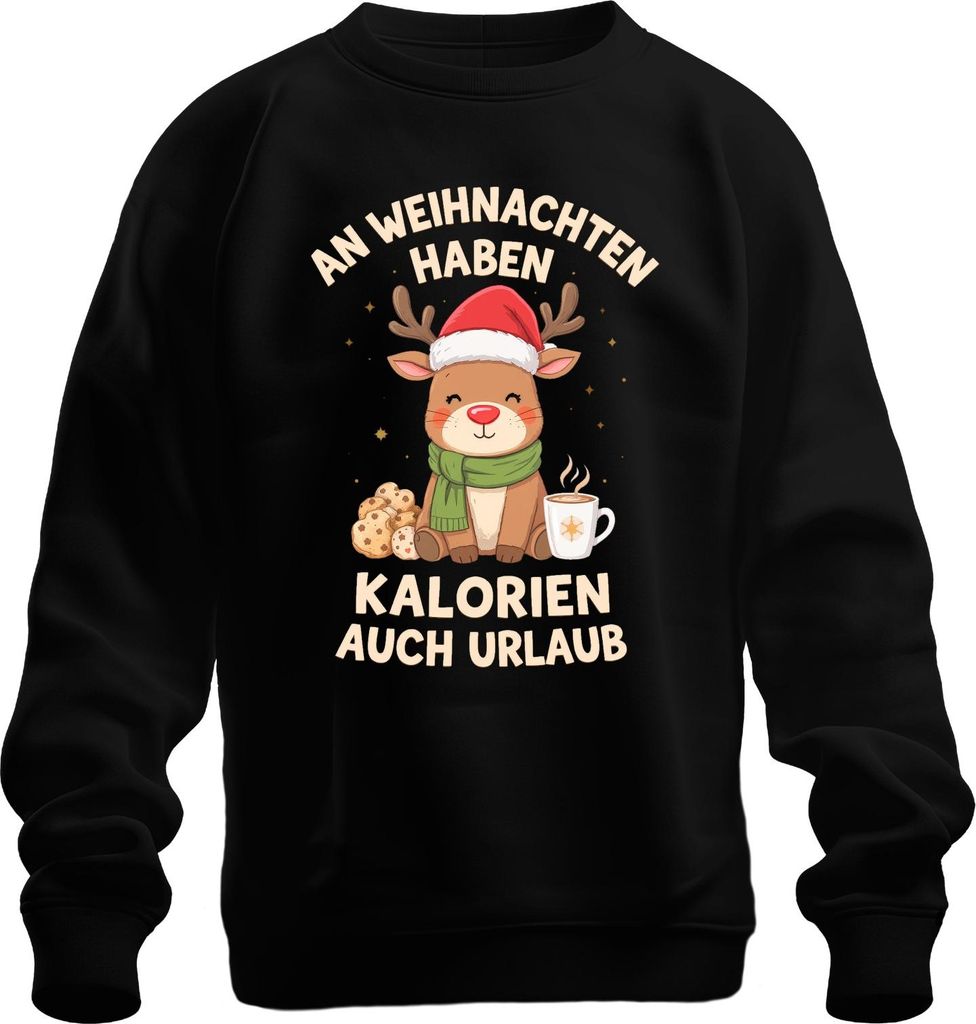 An Weihnachten haben Kalorien Urlaub Rentier Geschenk lustig Uni Sweatshirt Pullover, Schwarz, XL