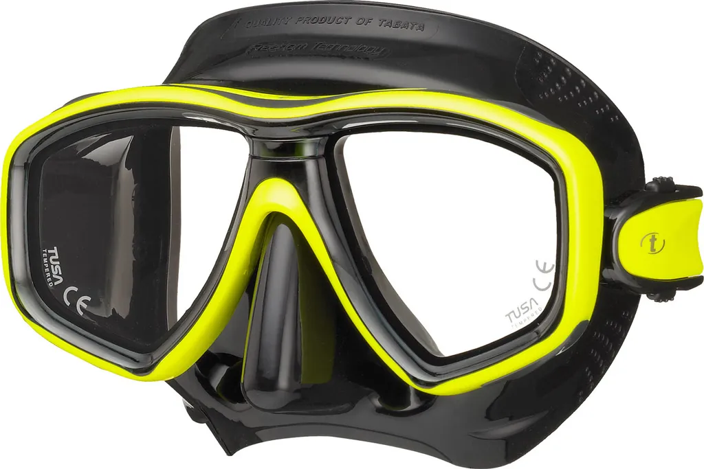Masque TUSA Ceos noir jaune avec technologie Freedom et verre trempé