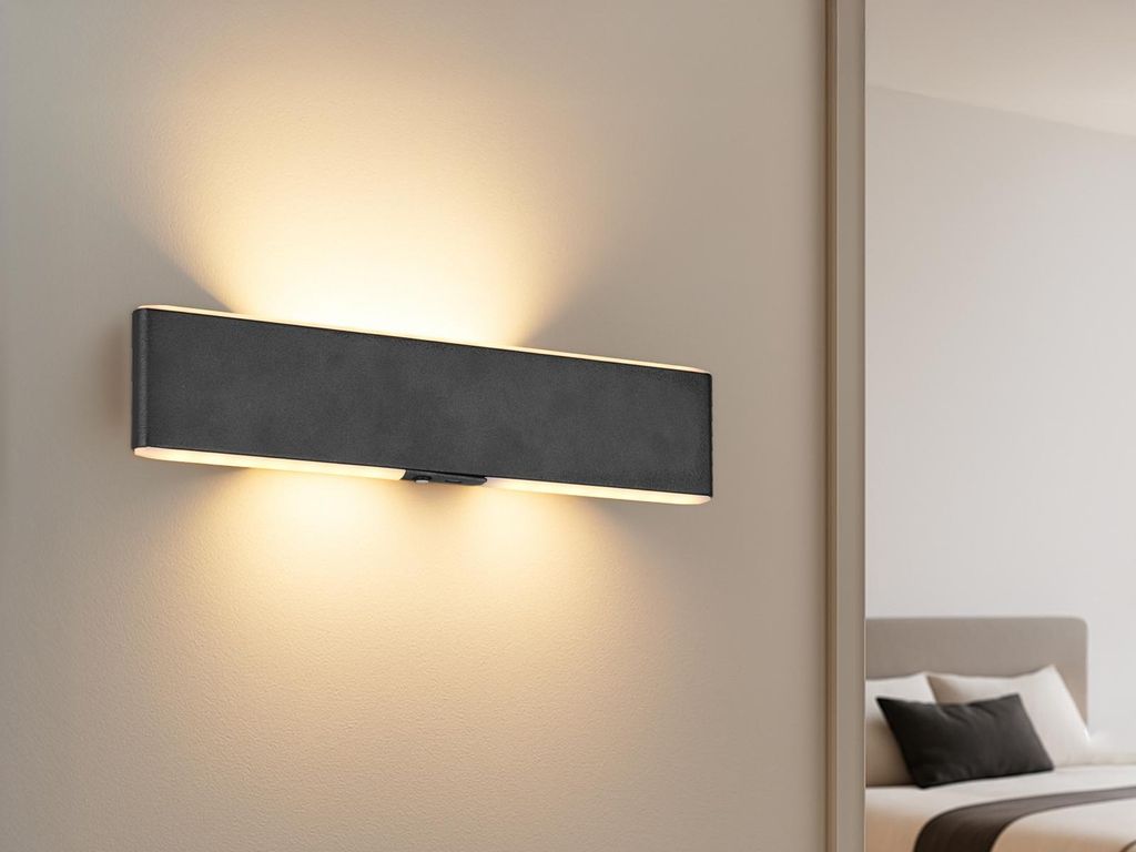 LED Akku Wandleuchte kabellos ohne Stromanschluss, USB aufladbar Schwarz B: 32cm