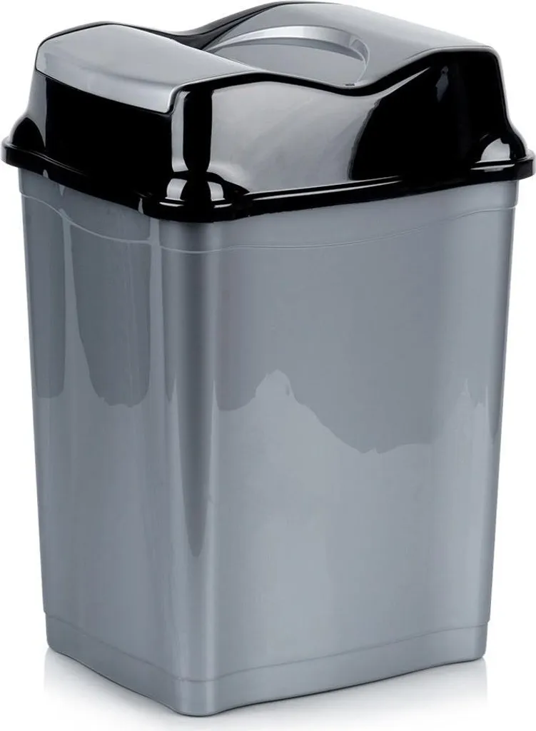 Poubelle de bureau 28L en plastique gris robuste pour tri de papier