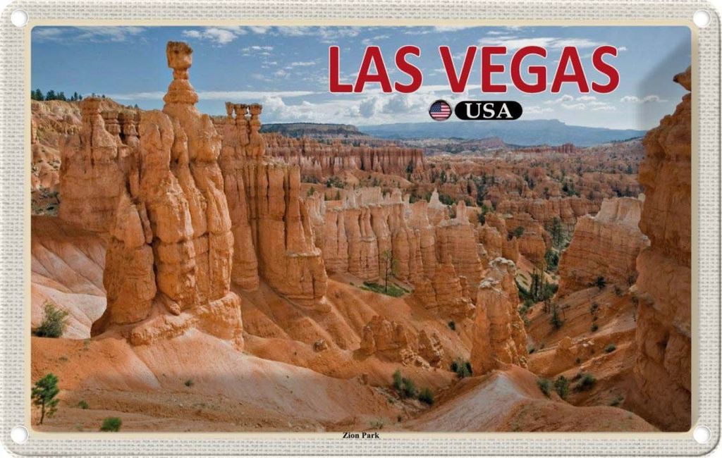 vianmo Blechschild 12x18 cm Las Vegas USA Zion Park Bildmotiv Reisemotiv Abenteuer Reisen