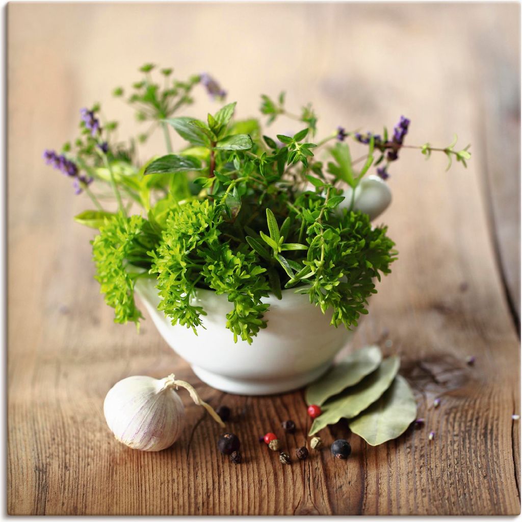 ARTland Leinwandbild Verschiedene Kräuter - Küche Größe: 40x40 cm