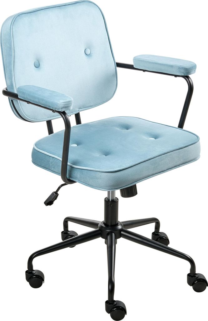BELIANI Bürostuhl Hellblau Samt mit Gebremsten Rollen Armlehnen Höhenverstellbar Klassisch Retro Arbeitsstuhl Home-Office Wohnzimmer