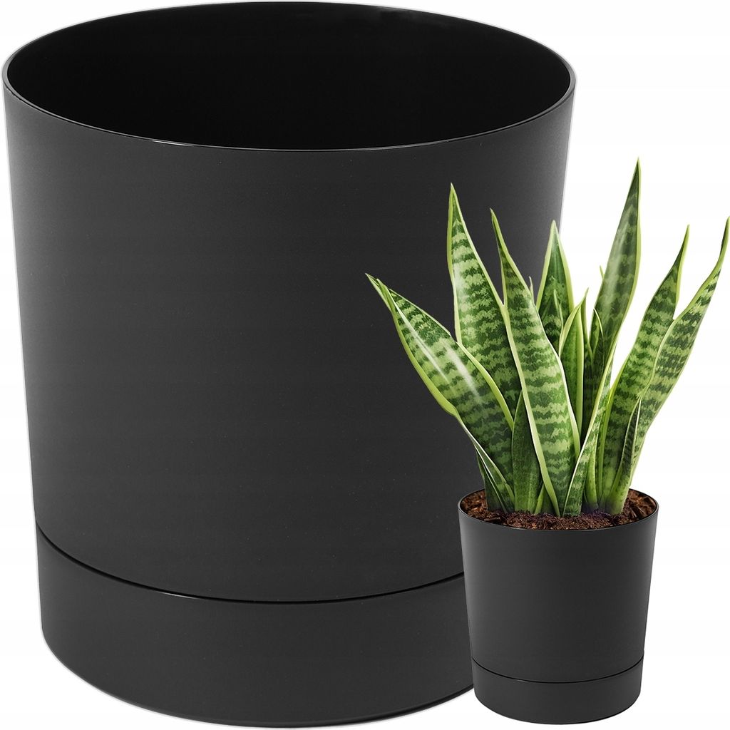 Lamela Blumentopf | Aura | mit Untertasse | Schwarz | 17.5 cm