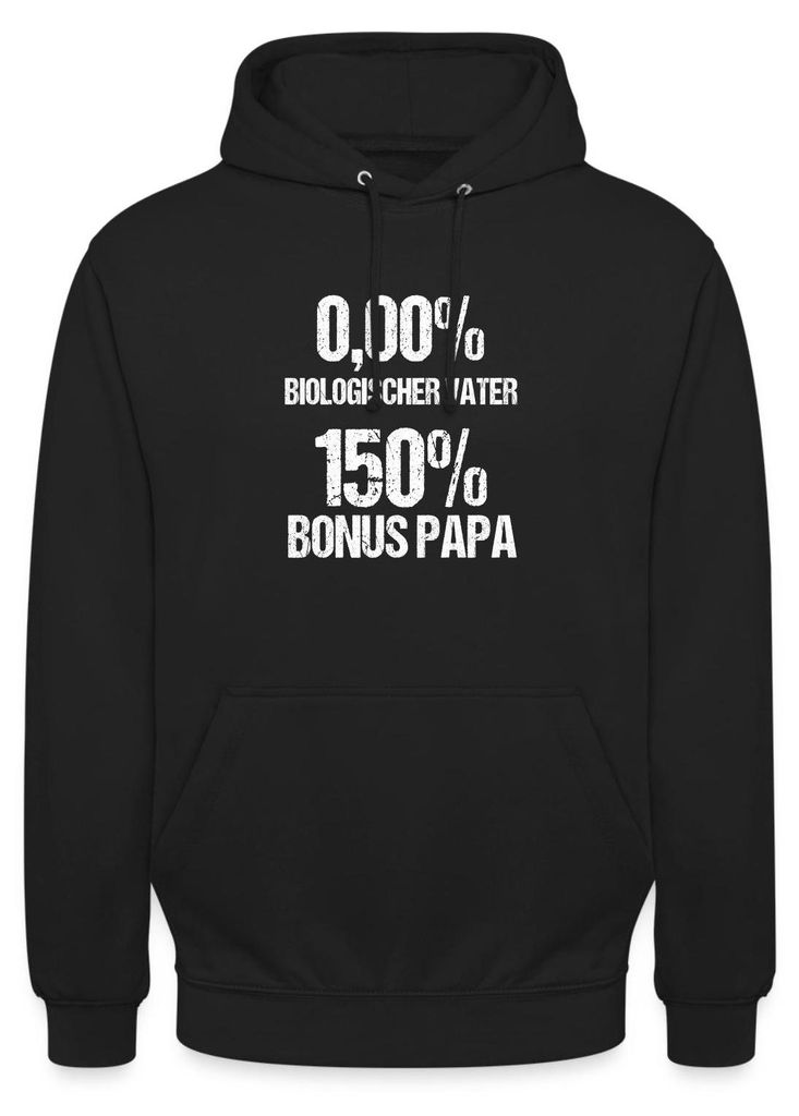 Spreadshirt 150% Bonus Papa 0,00% Biologischer Vater Uni Hoodie, L, Schwarz