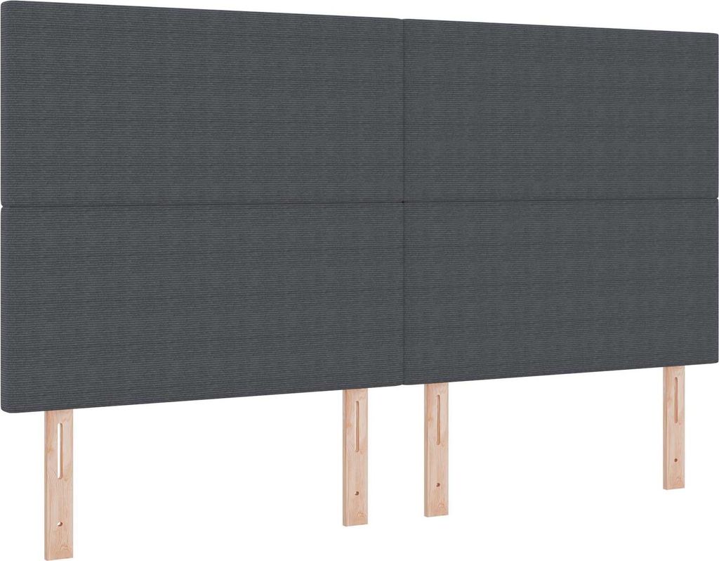vidaXL LED Kopfteil mit LED-Lichtleisten Dunkelgrau 180 cm Cordstoff