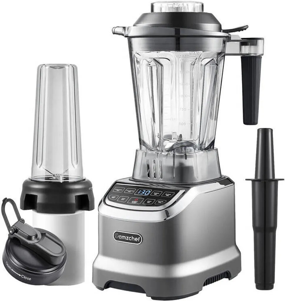 Frullatore Amzchef ZM5003-GA 1.85L Grigio: Potenza 1800W per Atleti