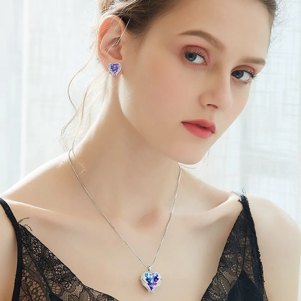 Ensemble Collier et Boucles d'Oreilles Argenté Jaune SWAROVSKI