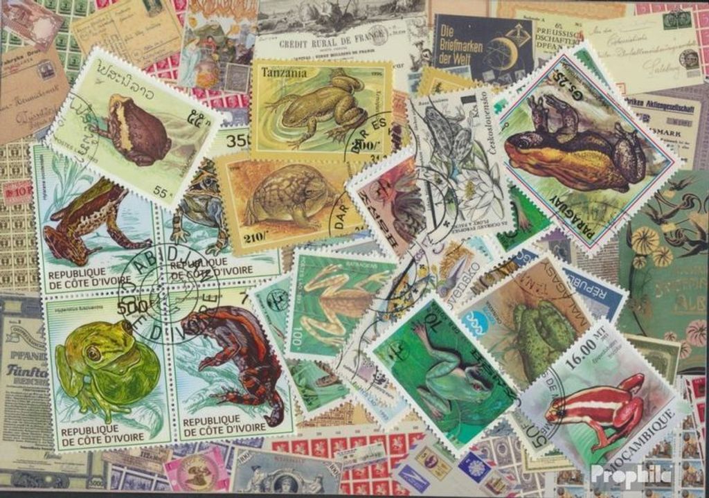 Briefmarken Motive 25 verschiedene Frösche Marken