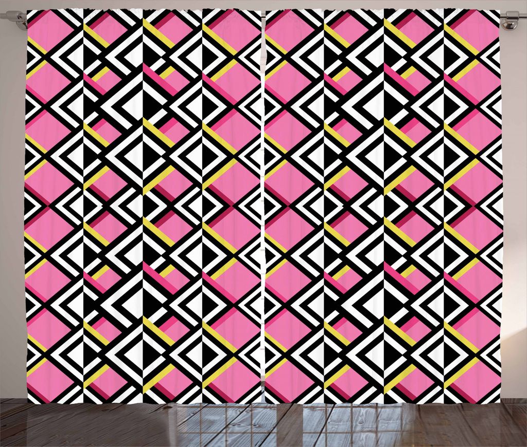 ABAKUHAUS Geometrisch Rustikaler Vorhang, Opposing Konzept, Wohnzimmer Universalband Gardinen mit Schlaufen und Haken, 280 x 245 cm, Mehrfarbig
