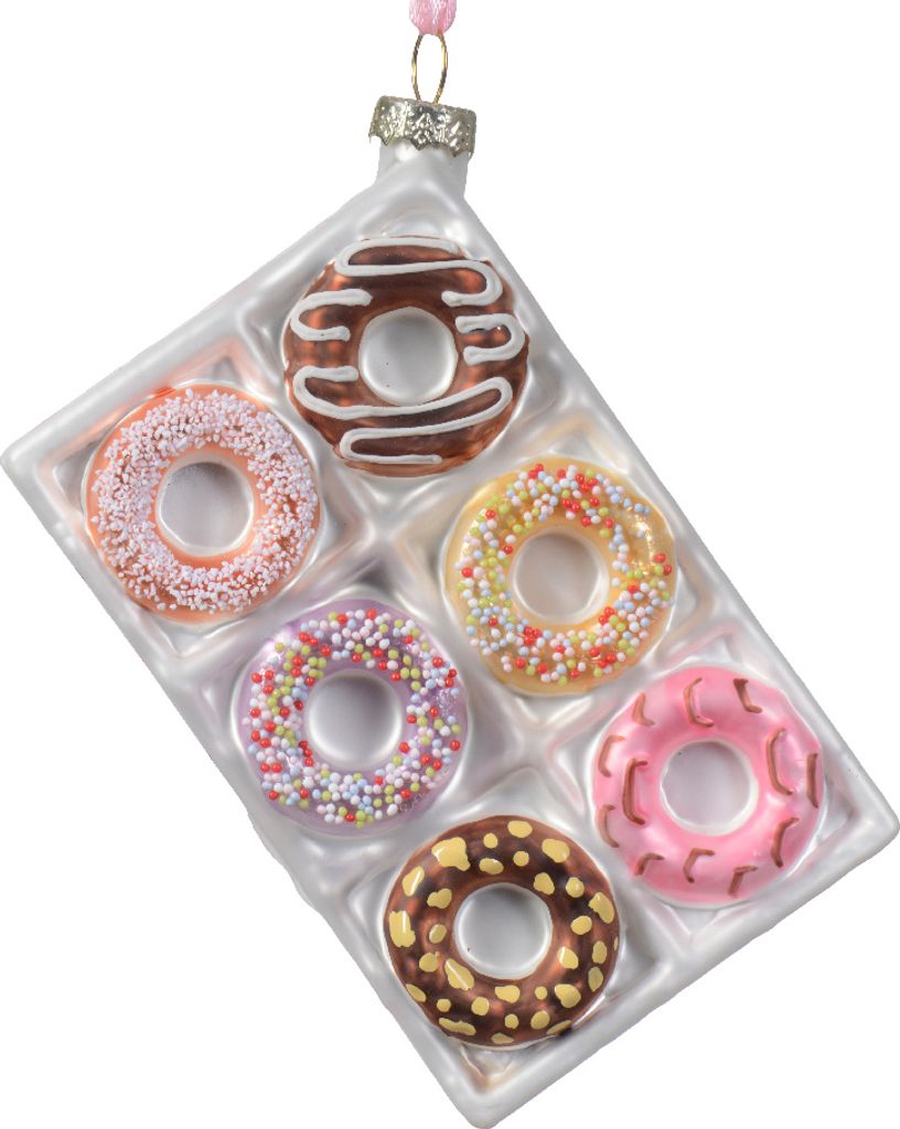 Christbaumschmuck Glas Donuts mit Streuseln 11cm hängend - Braun-Bunt