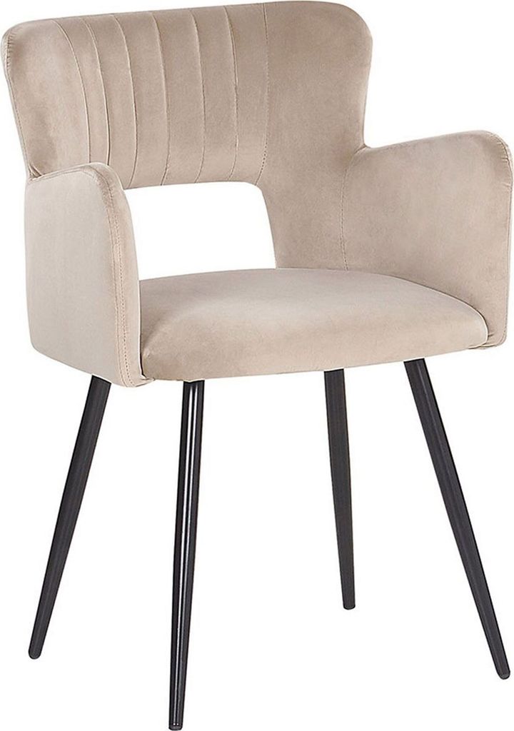 BELIANI Esszimmerstuhl Taupe Polsterbezug mit Armlehnen 4 Produktbild 5