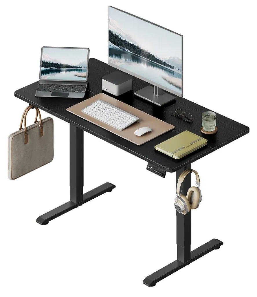 Bureau d'ordinateur motorisé ergonomique noir avec hauteur variable
