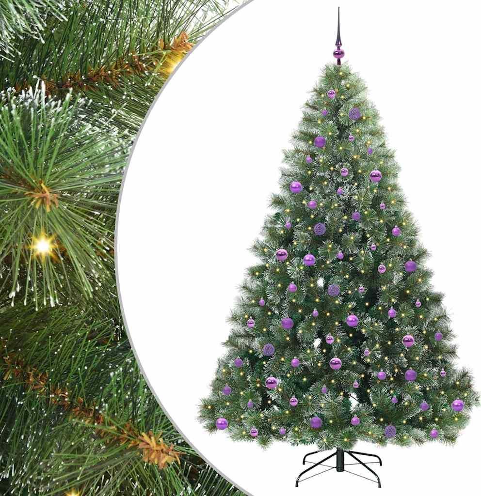 vidaXL Künstlicher Weihnachtsbaum mit 300 LEDs Grün 210 cm PE und PVC