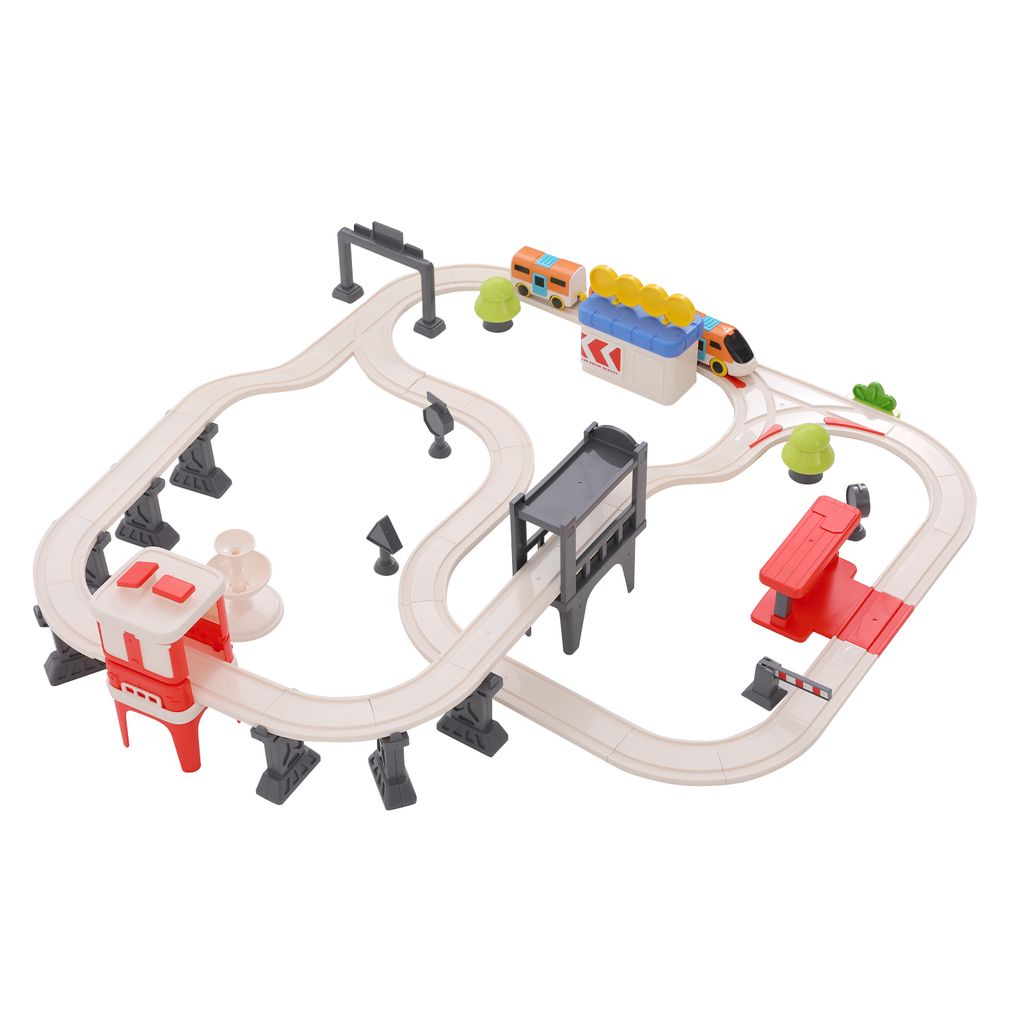 Eisenbahnset 55x Kinder Lernspielzeug Schienenzug Set Track Truck Set Truck Track Spielzeug Set Rot