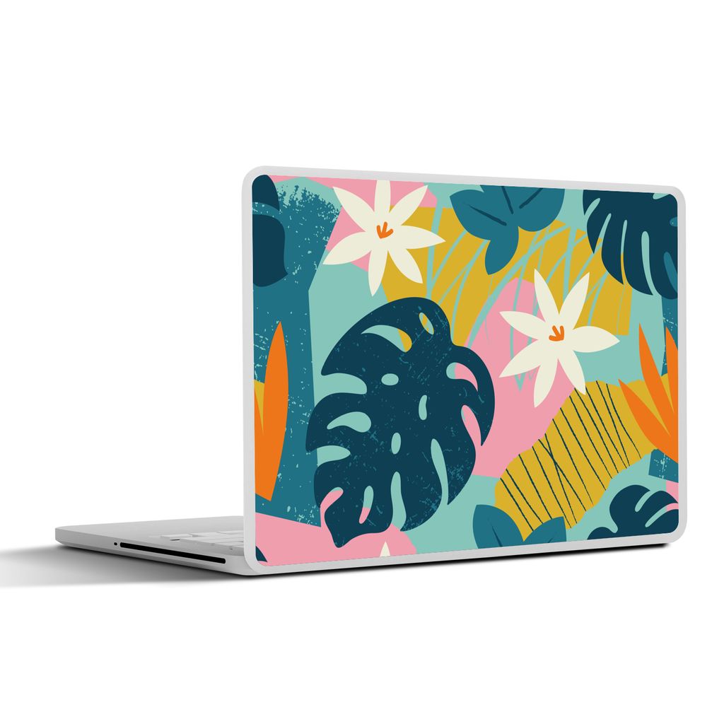 MuchoWow Laptop Aufkleber Sticker Cover Muster - Farben - Tropisch - Rosa - Mädchen - Kinder - Kinder 25x18 cm - Laptop-Deko
