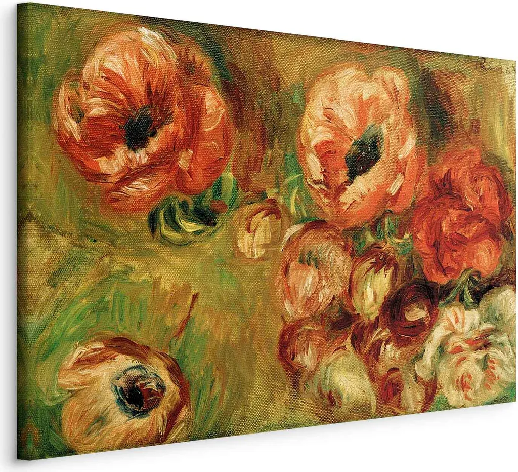 Quadro su tela italiano - Les Anémones (Pierre-Auguste Renoir) 60x40 cm Riproduzioni l-F-14986-b-a