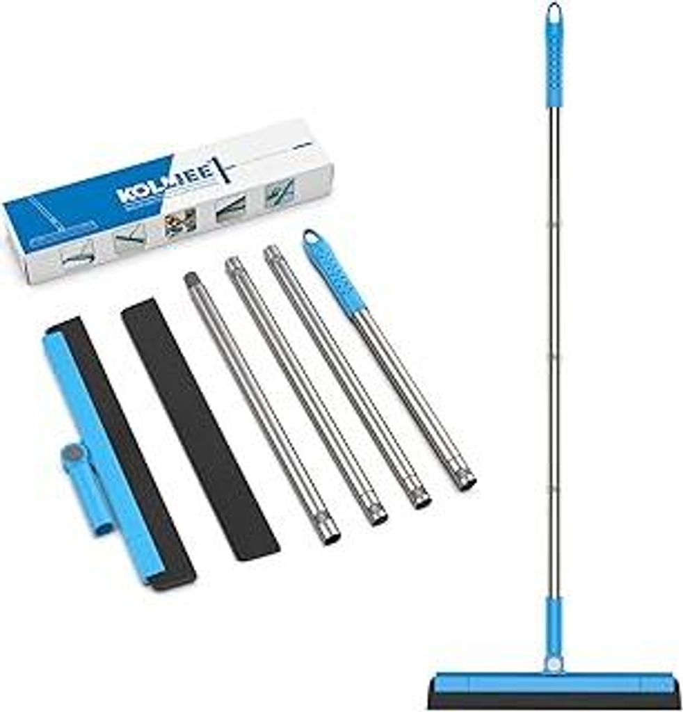 Wasserschieber Bodenabzieher Dusche Fensterabzieher mit Stiel 147cm Abzieher Boden Dusche Wasser Wischer, Bodenwischer für Fenster, Bürste zum En...