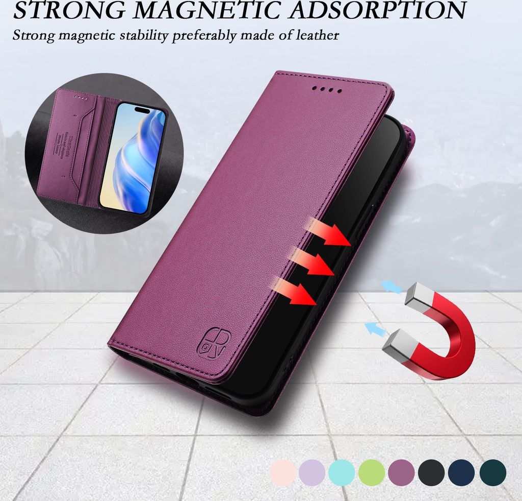 Lederhülle für ZTE Blade A56 Hülle Flip Brieftasche Kartenfächern Ständer Schutzhülle Lila