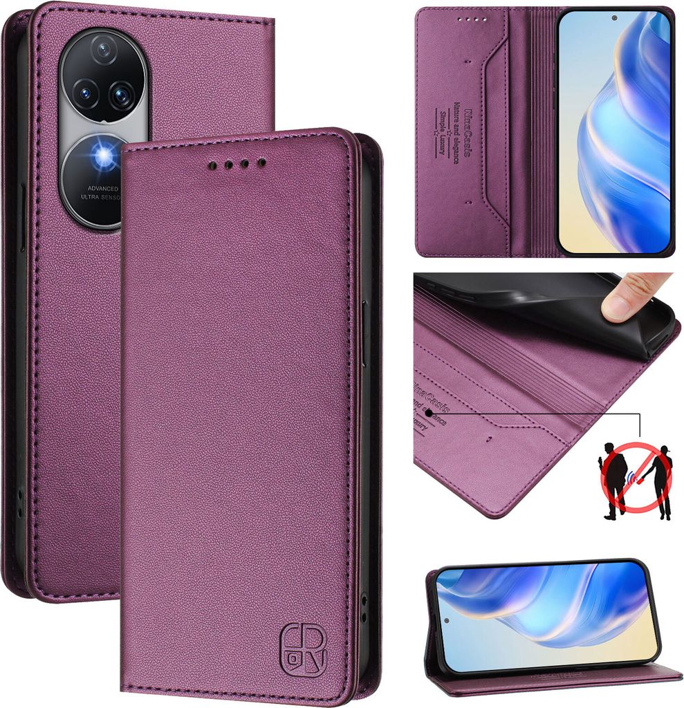 Lederhülle für Oukitel C38 Hülle Flip Brieftasche Kartenfächern Ständer Schutzhülle Lila