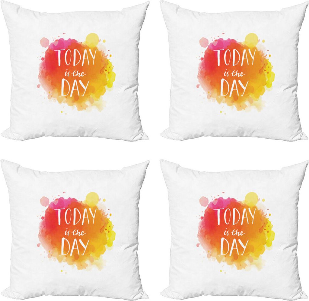 ABAKUHAUS motivational Kissenbezug Set (4 Stück), optimistische Botschaft, Moderner Doppelseitiger Digitaldruck, 45 cm x 45 cm, Mehrfarbig