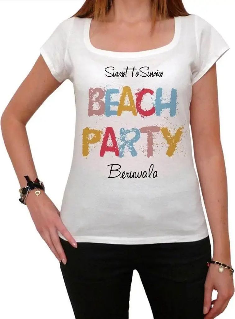 Damen Grafik T-Shirt Beruwala Strandparty – Beruwala Beach Party – Öko-Verantwortlich Vintage Jahrgang Kurzarm Lustige Druck Geburtstag Gesche...