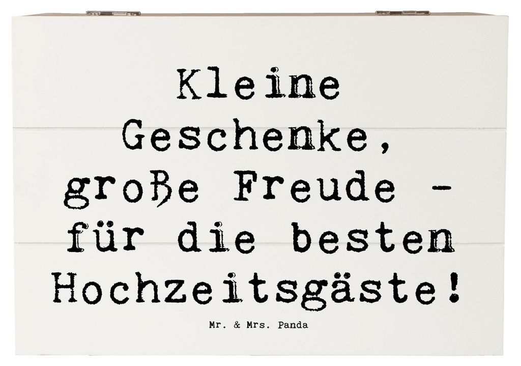 Mr. & Mrs. Panda Box Spruch Gastgeschenke Freude 22 x 15 cm - Weiß - Geschenk, Holzkiste mit Deckel, thematische Hochzeitsgeschenke, Gemeinschaft,...