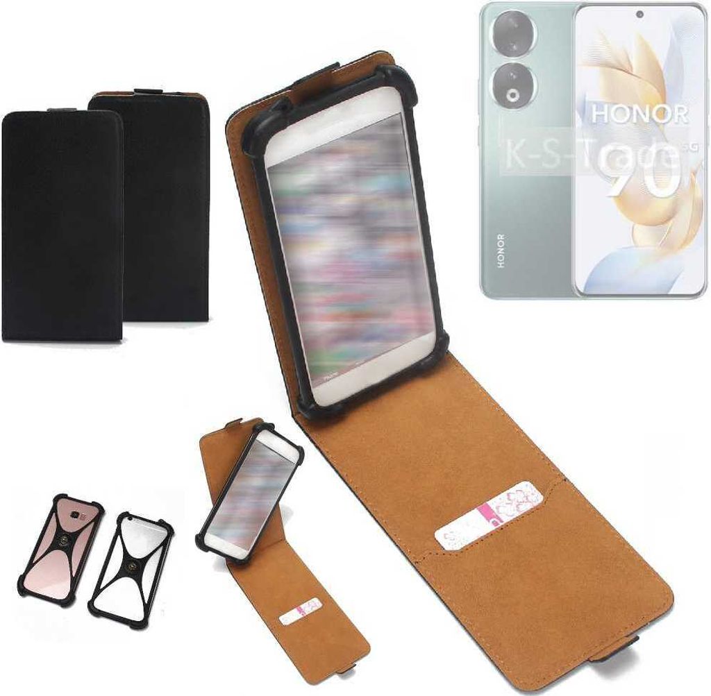 K-S-Trade Handyhülle Schutzhülle kompatibel mit Honor 90 Hülle Case Cover Flip Style Bumper schwarz 1x
