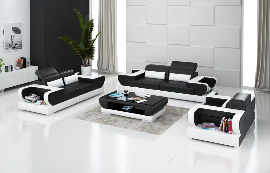 Sofagarnitur Wohnzimmer Garnitur Leder Polster Couchen Sofa 3+2 Set