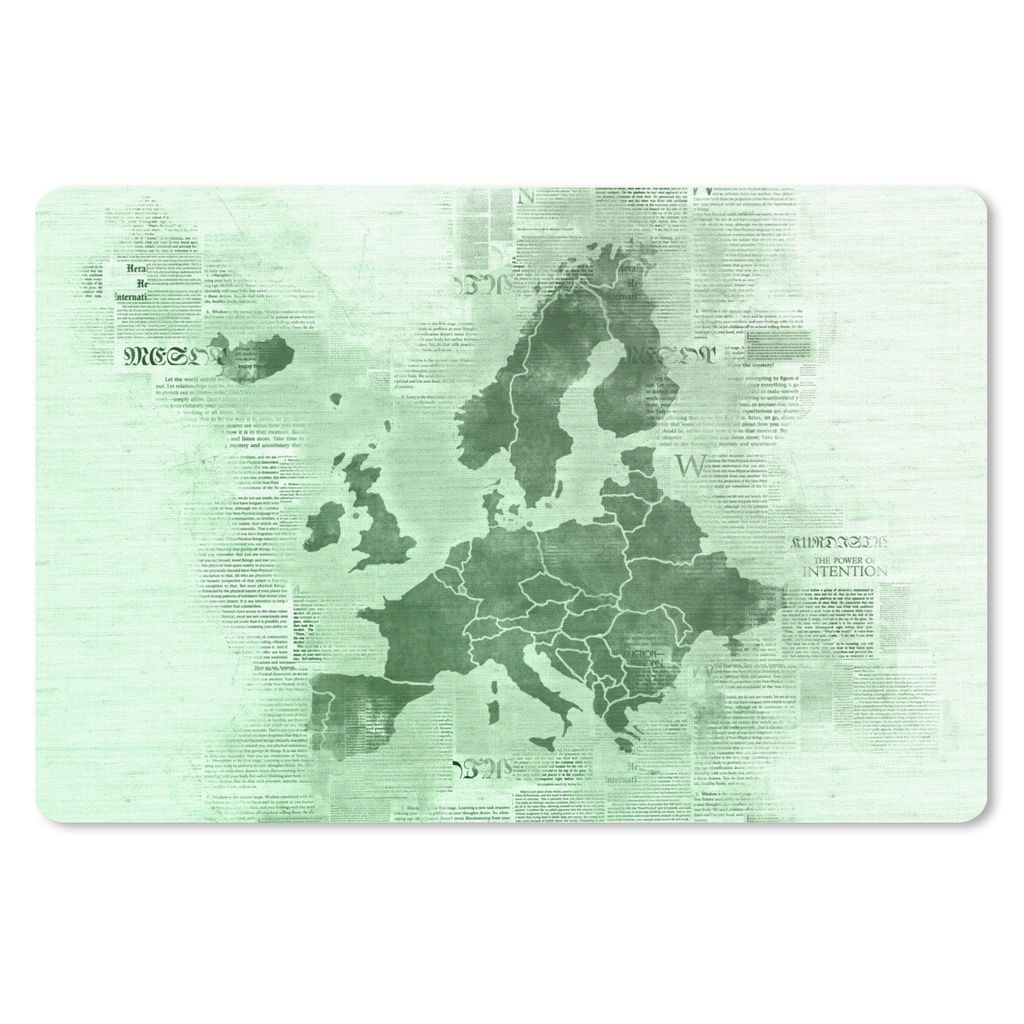 MuchoWow Schreibtischunterlage Karte von Europa - Zeitung - Grün 60x40 cm - XXL Mauspad - Großes Mauspad