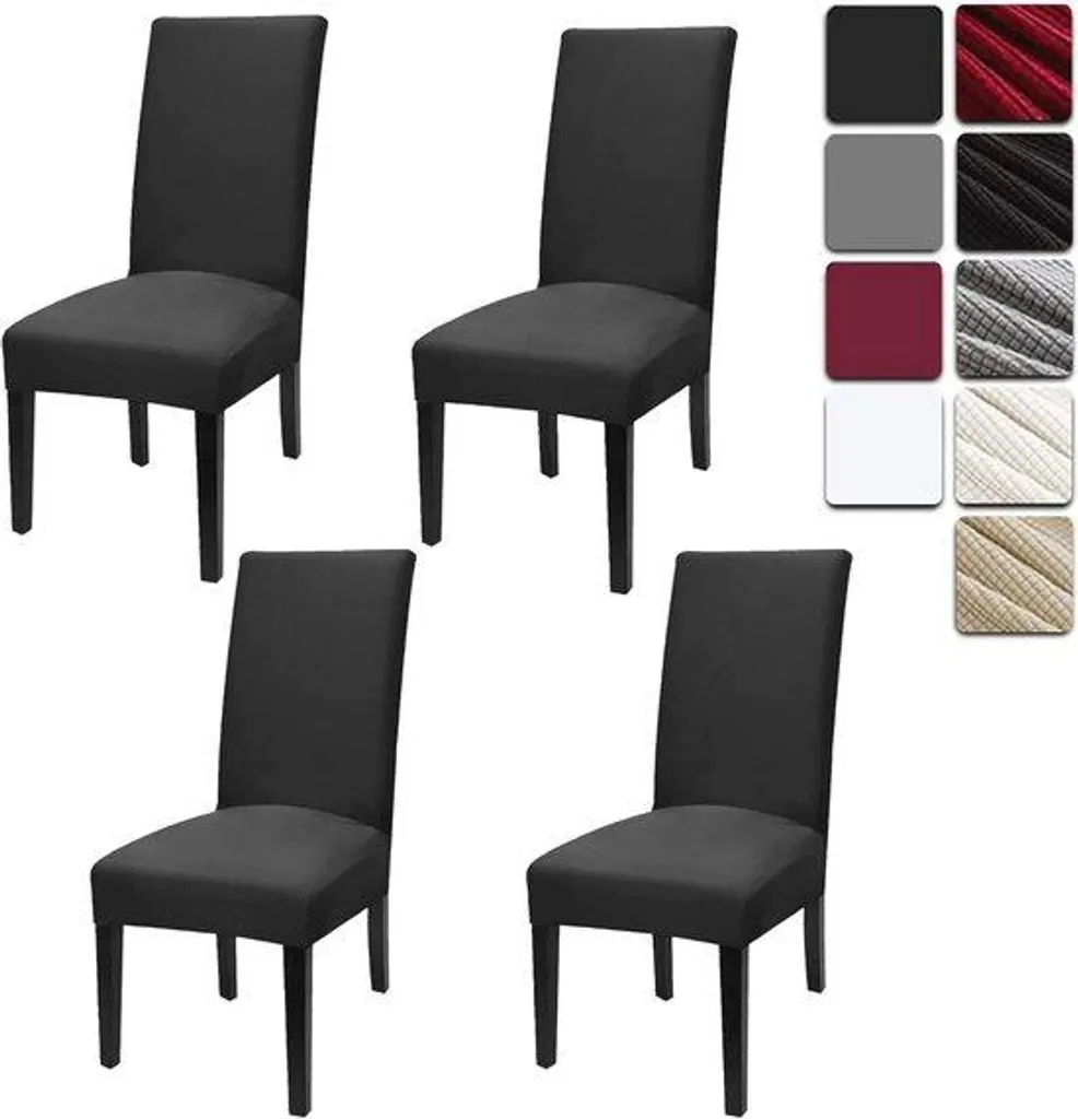 Housse de chaise de salle à manger extensible noire pour protection x4