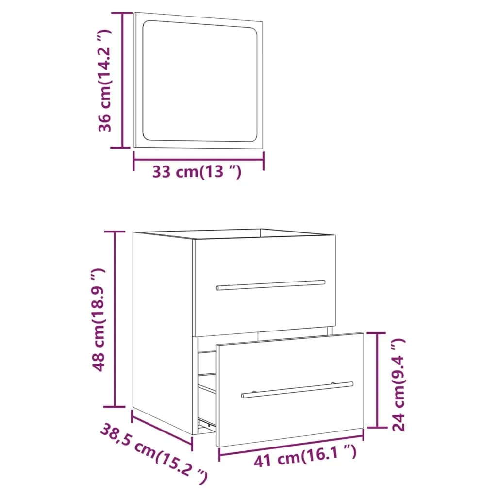Petit meuble de salle de bain miroir chêne fumé gain de place 41 cm - 8