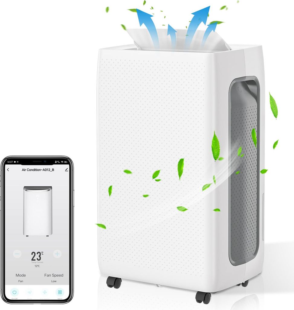 Hebitod Mobile Luftentfeuchter 26L/Tag WiFi mit 2 Geschwindigkeiten, Raumentfeuchter 43dB, Lufttrockner inkl. 4L Wassertank & 24H Timer Entfeuchter...