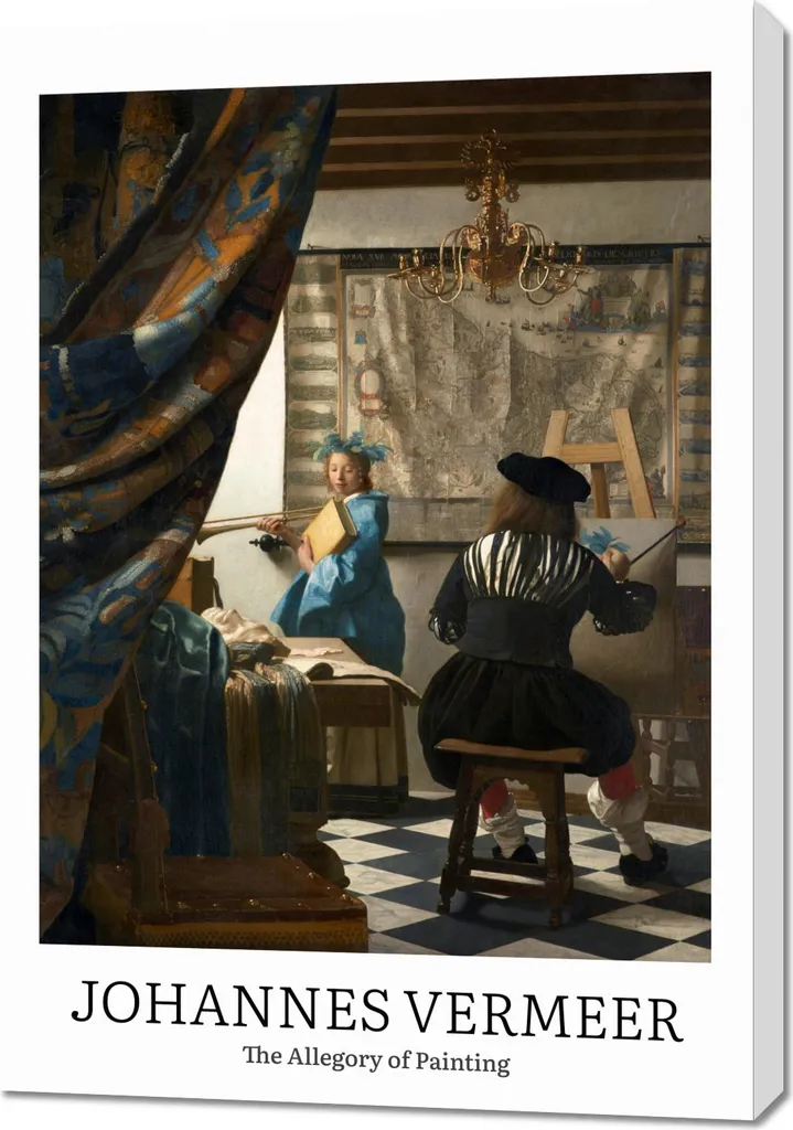 Tableau 70 x 100 cm Allégorie de la Peinture Vermeer Style Vintage Chic
