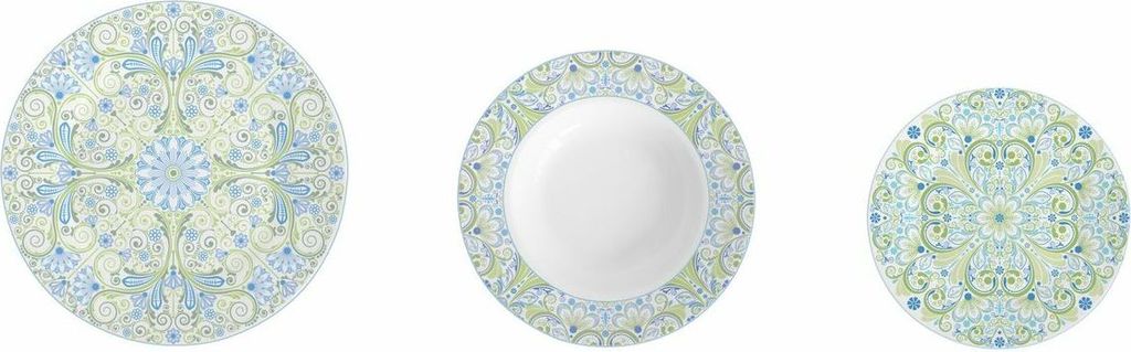 DKD Home Decor Porzellan Schüssel Set Blau Grün 18 Stück