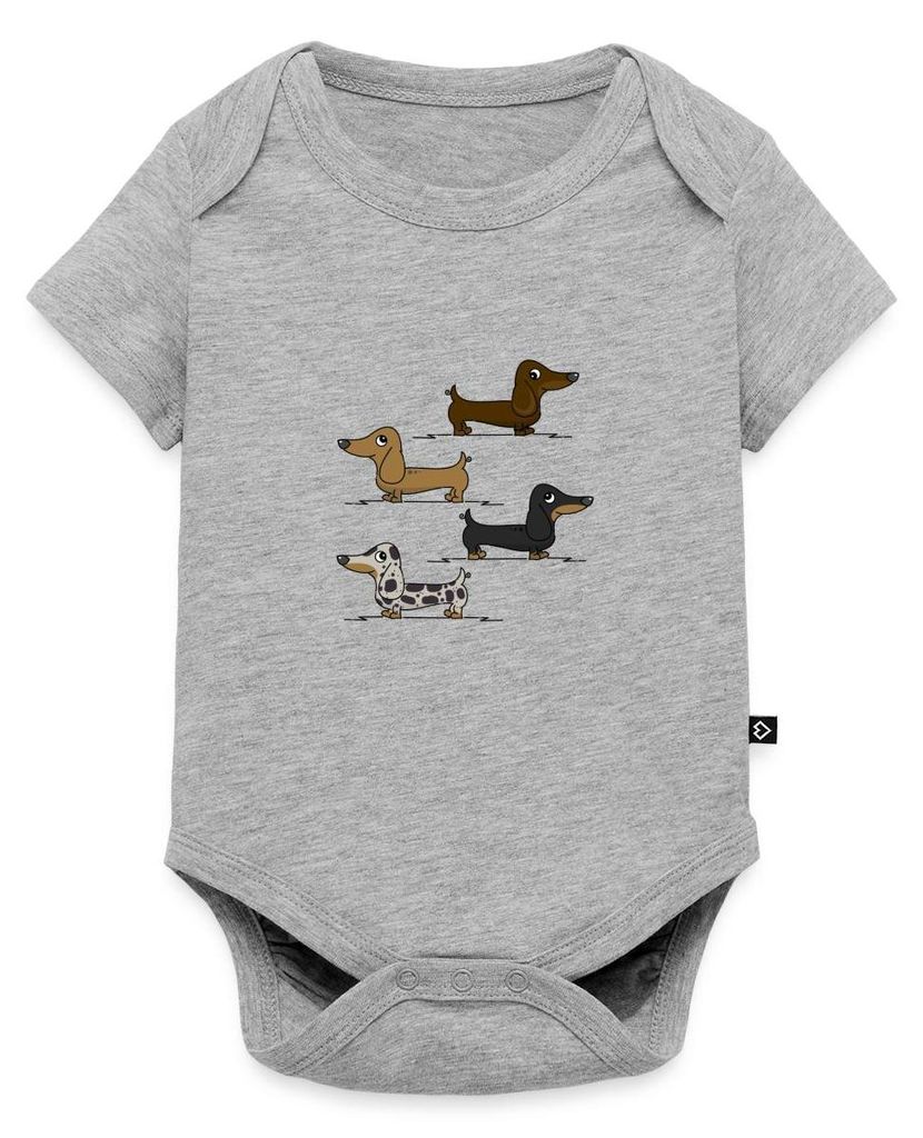 Spreadshirt Witzige Dackel Geschenk Für Hundebesitzer Zwergdackel Kurzarm Tages Baby Body, 92 (1,5 - 2 Jahre), Grau meliert